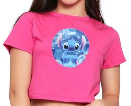 Cropped Top Blusa Infantil Estampa Personagem Infantil Divertido Azul Modinha Verão Atual