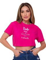 Cropped Top Blusinha Feminino Blusa Manga Curta Estampa Frase Tudo Posso Verão Gola Redonda Cropped Top Blusinha Feminino Blusa Manga Curta Estampa Frase Tudo Posso Verão Gola Redonda