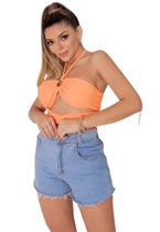 Cropped Top Bojo Argola Alças Amarração Multiforma Neon