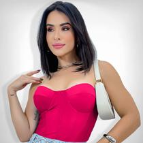 Cropped Top Corselet sem alça Bojo Retrô Sensual