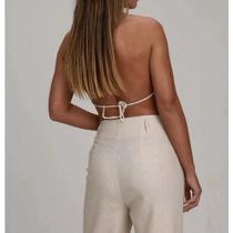 Cropped Top Crochê Feminino Verão Top Triangulo Amarracao