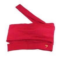 Cropped Top Curto Um Ombro Só Com Alça Transpassada Vermelho