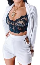 Cropped Top De Renda Com Bojo Detalhe Nas Costas