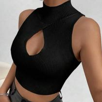 Cropped Top Decote Gota Tricot Canelado