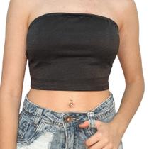 Cropped Top Faixa Bojo sem alça Malha Sem Alça