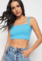 Cropped Top Faixa Comfy Malha Canelada Azul Claro Salvatore Fashion Cropped Top Faixa Comfy Malha Canelada Azul Claro Salvatore Fashion