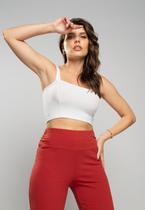 Cropped Top Faixa Comfy Malha Canelada Branco Salvatore Cropped Top Faixa Comfy Malha Canelada Branco Salvatore