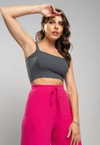 Cropped Top Faixa Comfy Malha Canelada Grafite Salvatore Cropped Top Faixa Comfy Malha Canelada Grafite Salvatore