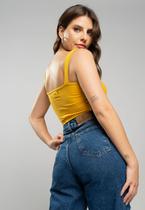 Cropped Top Faixa Comfy Malha Canelada Mostarda Salvatore Cropped Top Faixa Comfy Malha Canelada Mostarda Salvatore