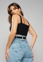Cropped Top Faixa Comfy Malha Canelada Preto Salvatore Cropped Top Faixa Comfy Malha Canelada Preto Salvatore