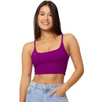 Cropped Top Feminina Alça Fina Regata Suplex Academia Verão