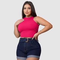 Cropped Top Feminino Anarruga Regata Nadador Moda Verão Cropped Top Feminino Anarruga Regata Nadador Moda Verão
