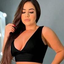 Cropped Top Feminino Canelado Decote V Com Bojo Academia Verão Moda Blogueira Gringa Cropped Top Feminino Canelado Decote V Com Bojo Academia Verão Moda Blogueira Gringa