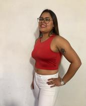 Cropped Top Feminino Regata Com Forro Moda Verão Em Tecido Suplex Romantic Costura embutida Cropped Top Feminino Regata Com Forro Moda Verão Em Tecido Suplex Romantic Costura embutida