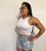 Cropped Top Feminino Regata Com Forro Moda Verão Em Tecido Suplex Romantic Costura embutida Cropped Top Feminino Regata Com Forro Moda Verão Em Tecido Suplex Romantic Costura embutida