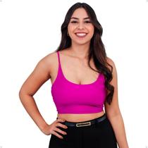 Cropped Top Feminino Suplex Alça Fina Moda Blogueira