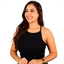 Cropped Top Feminino Tecido Duna Transpassado Com Bojo Tendencia Blogueira Blusa Moda Verão