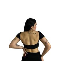 Cropped top Lara baby tee manguinhas e costas nuas moda gringa blogueira basic fitness