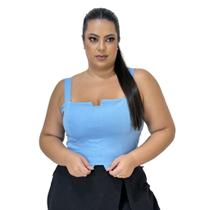 Cropped Top Plus Size Alfaiataria Luxo Com Detalhe Lastex Moda Feminina G1 G2 G3