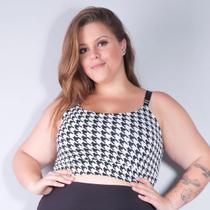 Cropped Top Plus Size Feminino em Tecido Jacquard com Alças Reguláveis Academia ou Dia a Dia Fitmoda