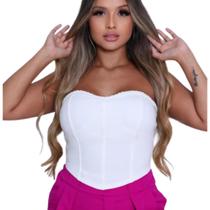 Cropped Top sem alça Básico Bojo Sem Alça Chique Tube