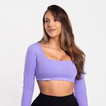 Cropped Top Urbanyc Feminino Manga Longa Lavanda Suplex Poliamida