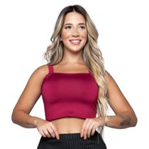 Cropped Top WLS Modas Alça Grossa Vinho Roupa Casual Cropped Top WLS Modas Alça Grossa Vinho Roupa Casual