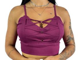 Cropped Trançado Feminino Tendência Com Bojo R04