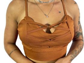 Cropped Trançado Feminino Toque Suave Com Bojo Modelagem R04