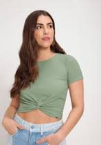 Cropped Transpassado Em Malha Tamanho Unico Cor Verde