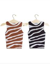 Cropped tricô animal print