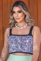 Cropped Tricot Detalhe Floral Cropped Tricot Detalhe Floral-verde limão