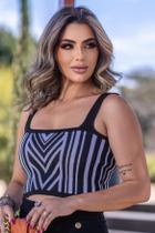 Cropped Tricot Detalhe Listra Em V Cropped Tricot Detalhe Listra Em V-verde limão