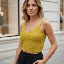 Cropped Tricot Elastano Tijolo - Vitrine Colleciton