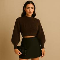 Cropped Tricot Feminino Estiloso e Confortável Tecido Macio e Canelado