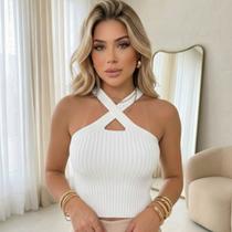 Cropped Tricot Modal Alças Cruzadas