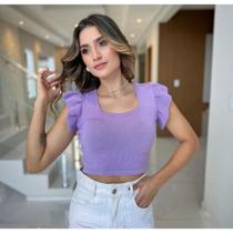 Cropped Tricot Modal Com Alcinha Babado Na Manga Tendencia 2025 Cropped Tricot Modal Com Alcinha Babado Na Manga Tendencia 2025