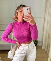 Cropped Tricot Modal Trancinha Manga 3/4