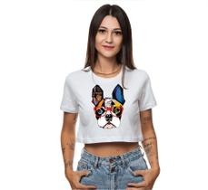Cropped Tshirt Camiseta Feminina Cachoro Dog Blusinha Cachorrinho Fofo Estiloso bulldog