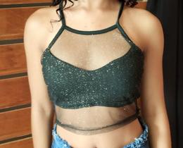 Cropped tule com glitter