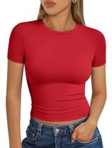 Cropped Vermelho Trendy Queen Slim Fit de Manga Curta Cropped Vermelho Trendy Queen Slim Fit de Manga Curta
