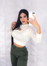 Cropped viscolaicra manga longa