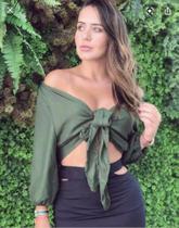 Cropped Viscose Manga Flare Babado Manga Modinha P Ao Xgg