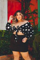 Cropped Viscose Manga Flare Babado Manga Modinha P Ao Xgg