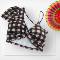 Cropped Xadrez Alça De Corrente