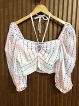 Croppet ametist - Branco com Listras