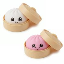 Crossunx Bolinhos de Massa Squishies Antiestresse com Cesta de Vapor