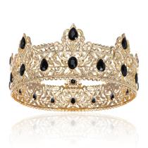 Crown TOBAAT Gold King para homens com strass preto