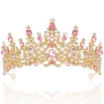 Crown TOBATOBA Gold Pink para tiaras de casamento femininas de 7 cm