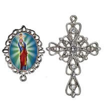 Crucifixo Arabesco Terço de Noiva Relicario Nossa Senhora da Comunicação Peças para Montar Terços Catolicos Casamento Ar